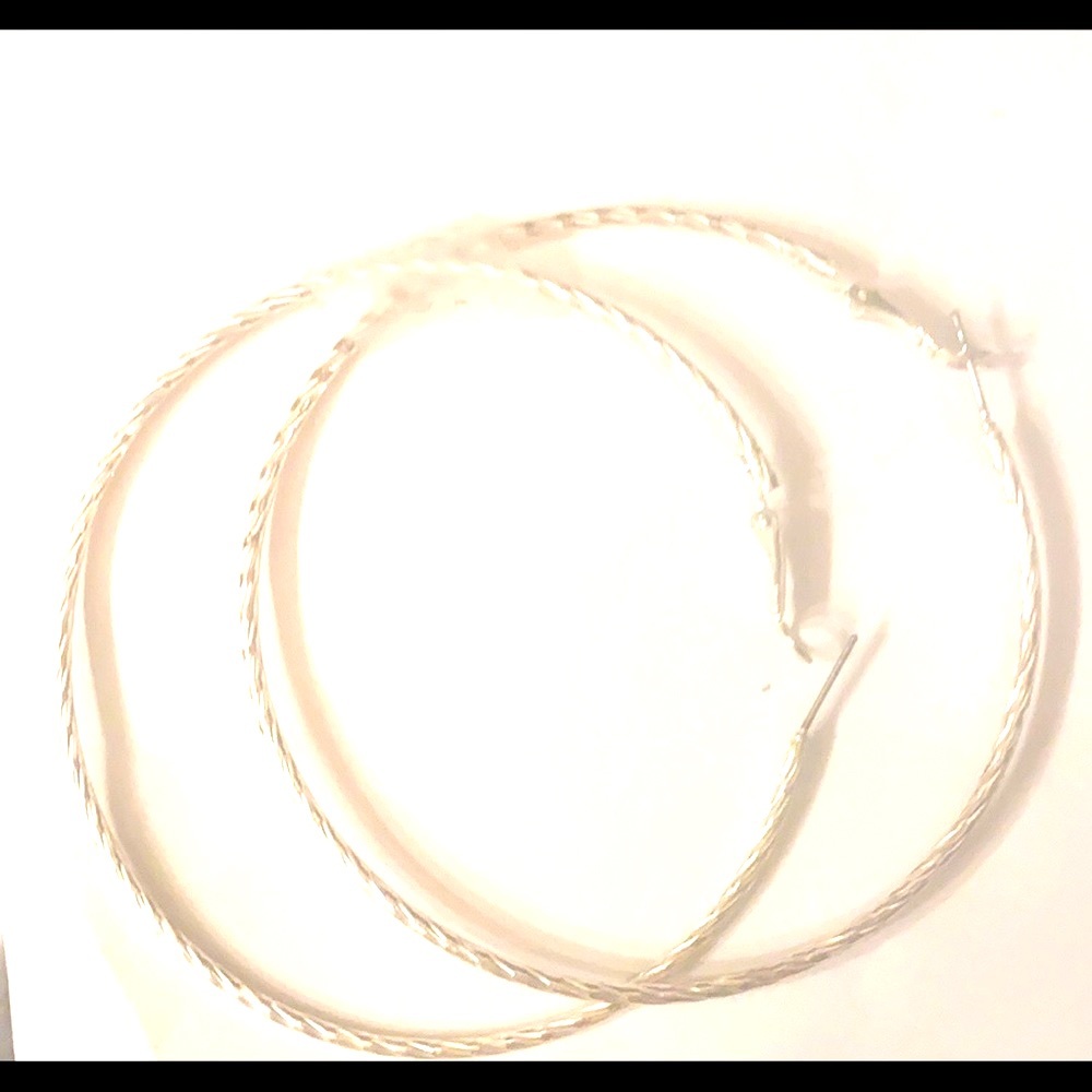 3” silver plated hoops